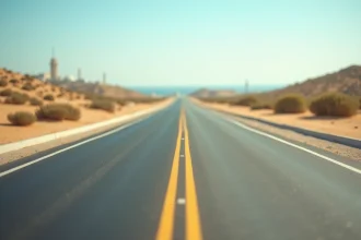 Autoroute moderne reliant Monastir à Tunis avec marquages au sol neufs et paysage côtier tunisien en arrière-plan