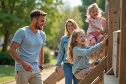 Famille joyeuse dans un parc d'Aix en Provence