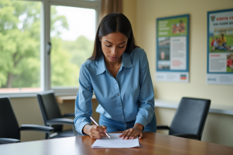 Jeune femme remplissant un formulaire de visa Kenya