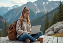 Nomadisme numérique : définition, avantages et impacts en 2025 Jeune femme travaillant sur un laptop en nature