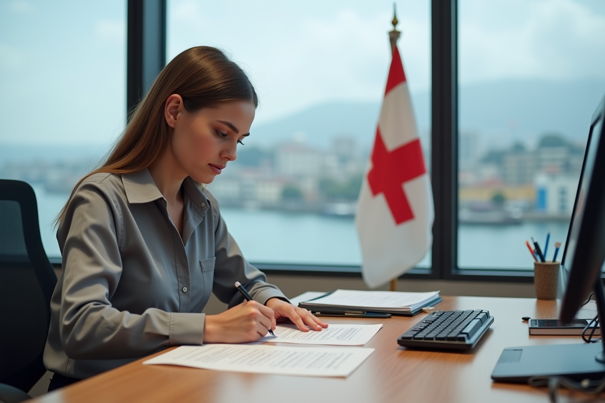 Jeune femme remplissant papier pour citoyennete Gibraltar