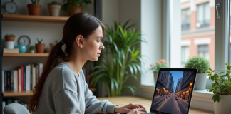 Visiter une ville en ligne : découvrez nos astuces pratiques pour une exploration virtuelle efficace Jeune femme explore une ville virtuelle sur son ordinateur