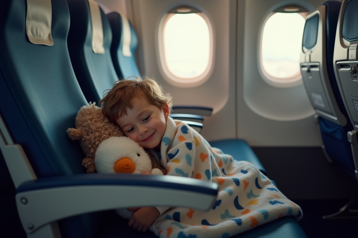 Garçon de trois ans endormi avec peluche dans l