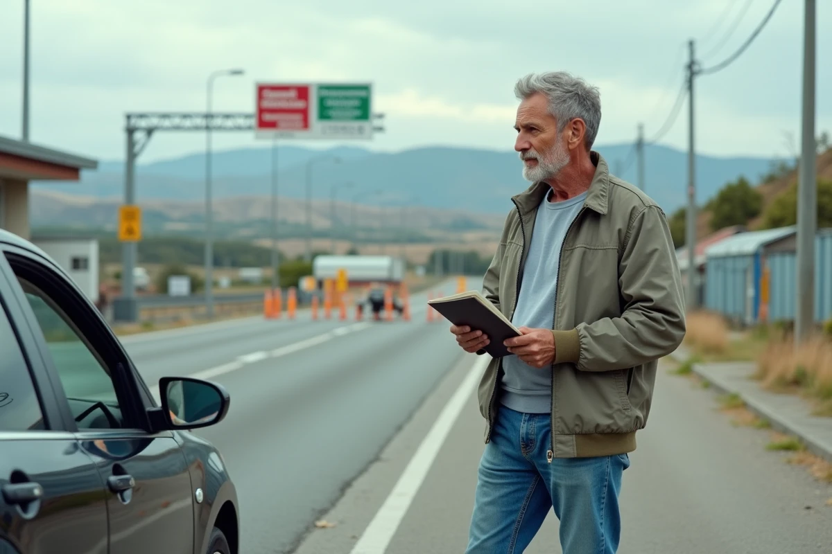 Homme d'âge moyen au poste frontière de Dancharia