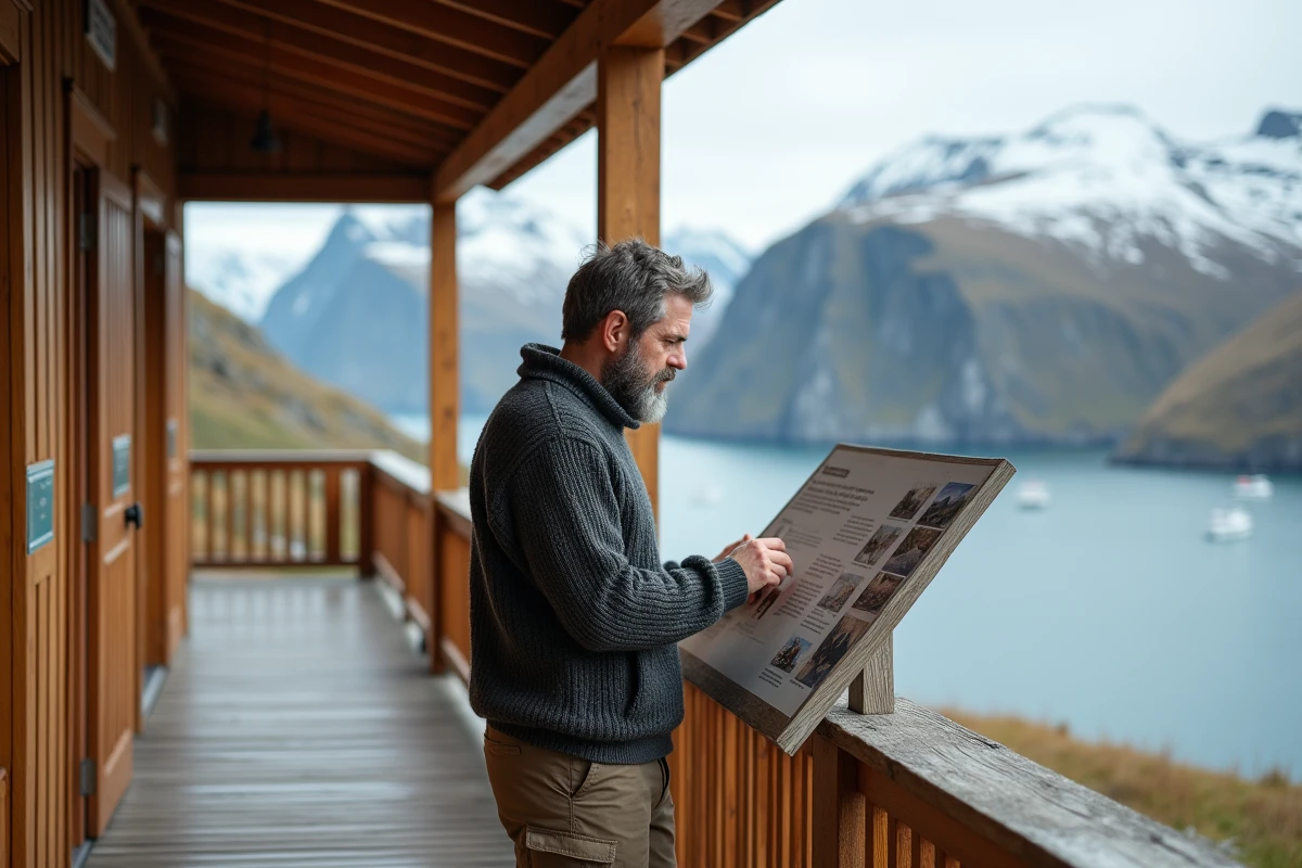 Homme lisant panneau d