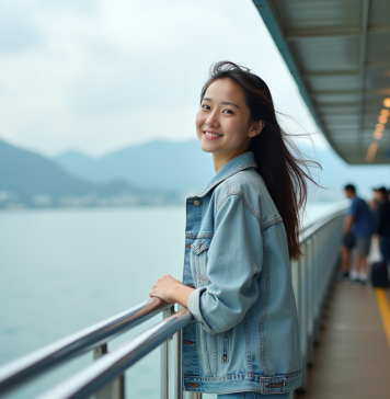 Voyage au Japon sans avion : alternatives, train, bateau, conseils Jeune femme debout sur un ferry en mer au Japon