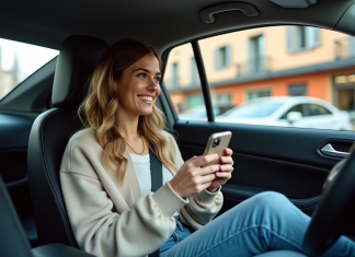 Pourquoi choisir Bolt : raison de la tarification abordable ? Jeune femme souriante dans une voiture moderne en ville