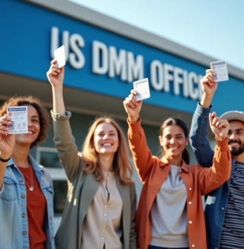 Groupe de jeunes souriants tenant leur permis de conduire américain